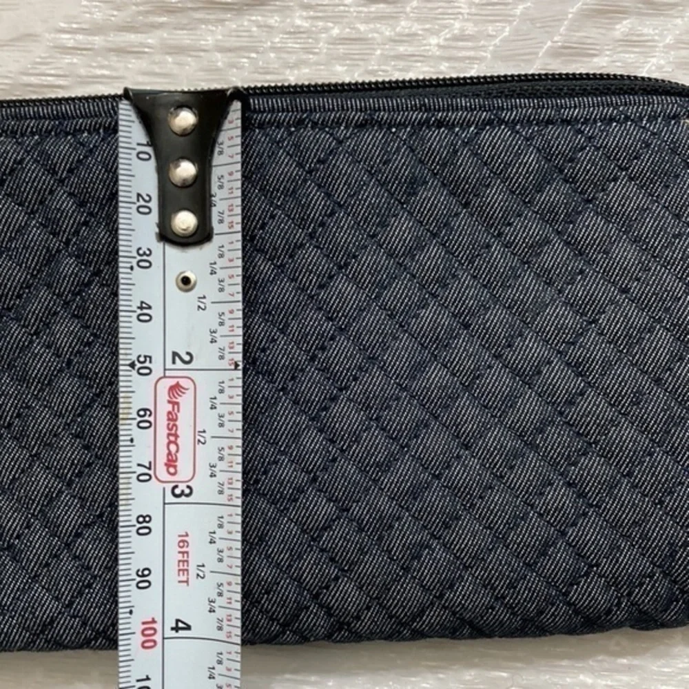 Vera Bradley dark denim zipper quilted wristet wallet